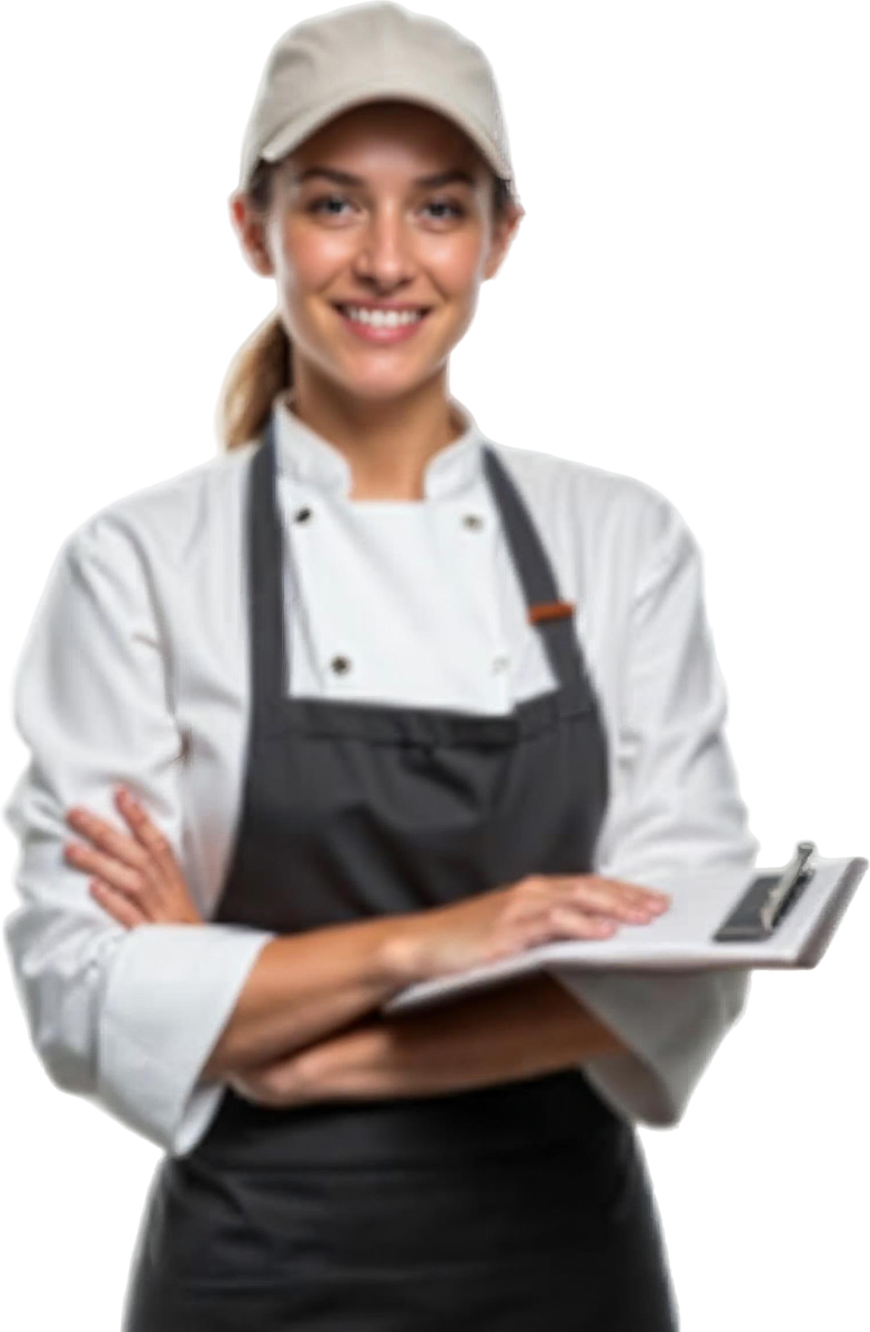 Pracownica gastronomii w fartuchu